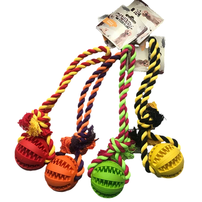 PELOTA DE JUGUETE CON DIENTES Y CUERDA (7 X 28 CM)