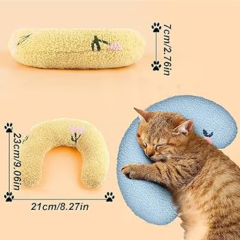 ALMOHADA GATO FORMA DE U CON HIERBA GATERA