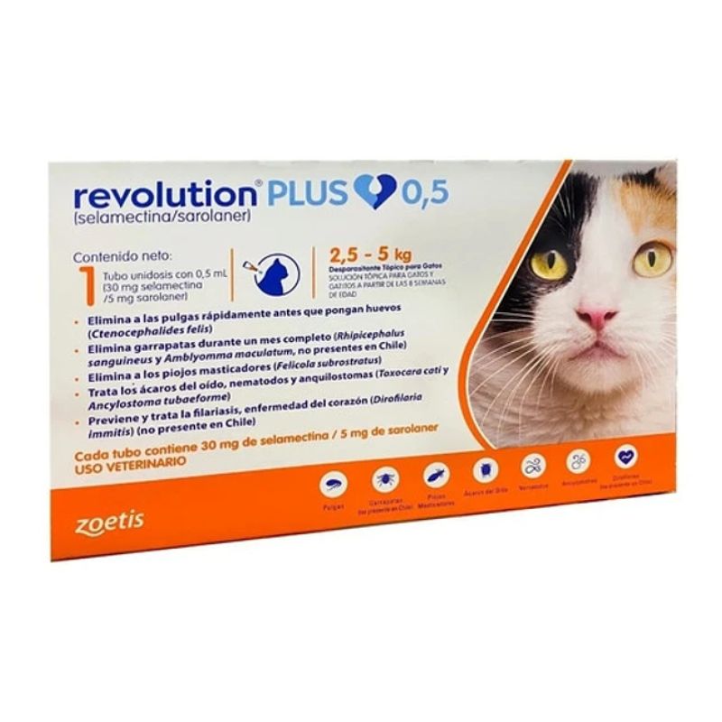 Pipeta revolution Plus gatos 2.5 A 5.0 kilos