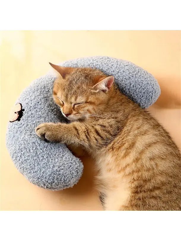 ALMOHADA GATO FORMA DE U CON HIERBA GATERA