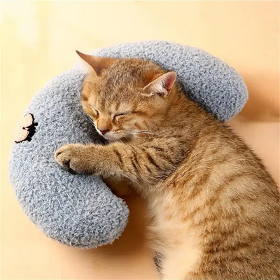 ALMOHADA GATO FORMA DE U CON HIERBA GATERA
