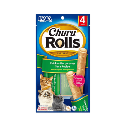 Churu Rolls Chicken Wraps & Tuna para Gatos (4 Sticks)