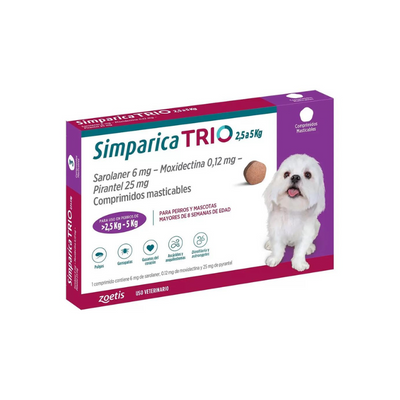 SIMPARICA TRIO 2,5 A 5 Kg 1 comp. para Perros