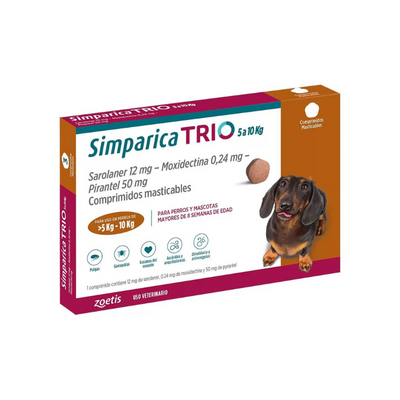 SIMPARICA TRIO 5 A 10 Kg 1 comp. para Perros