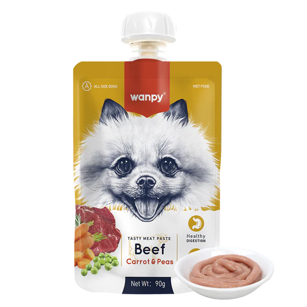 Wanpy Dog Tasty Meat Paste Beef Carrot & Peas 90 gr