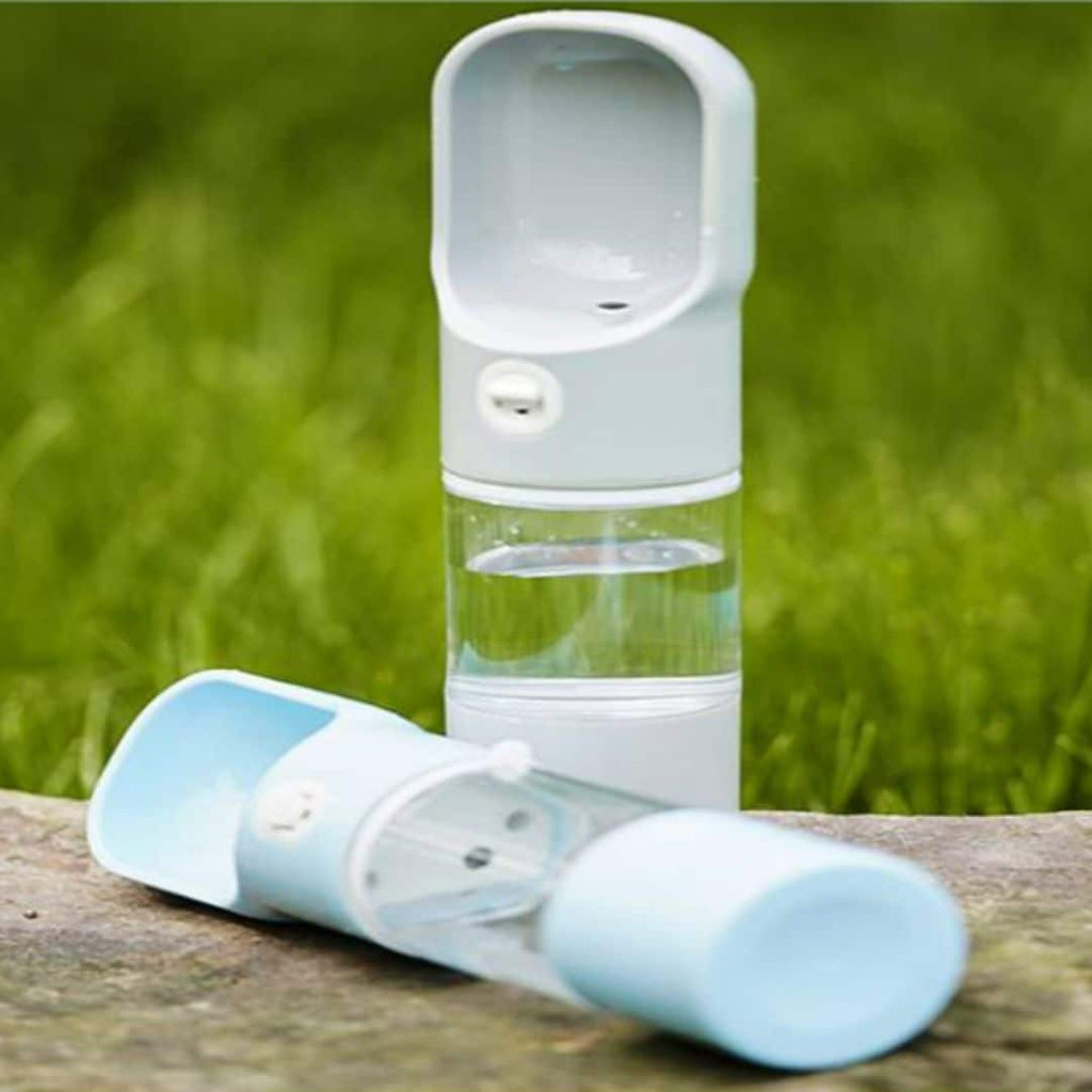 BOTELLA PARA VIAJES 2 EN 1 COLOR CELESTE 200 ML