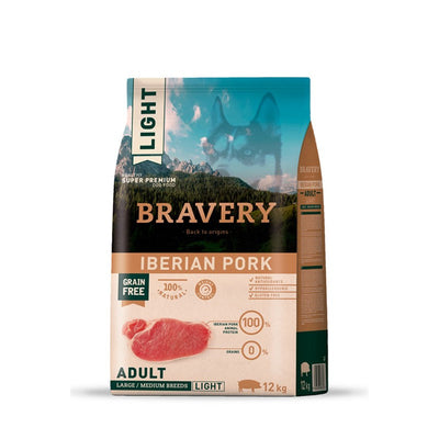BRAVERY PERRO ADULT LIGHT LARGE/MEDIUM BREED IBERIAN PORK 12 KG