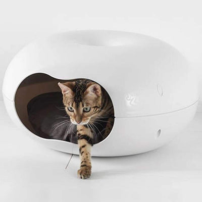 Casa cama Donut Blanca con Cojín para Gatos