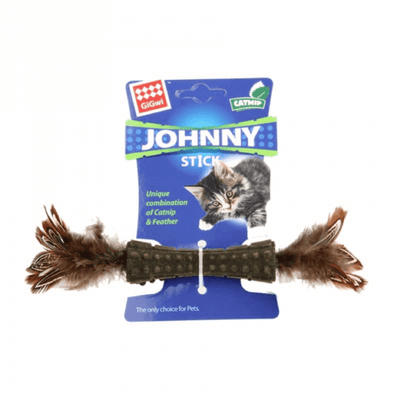 Catnip 'Johnny Stick' con dos lados de pluma natural café