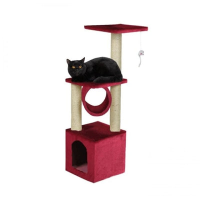 RASCADOR DE FELPA COLOR ROJO PARA GATO TORRE