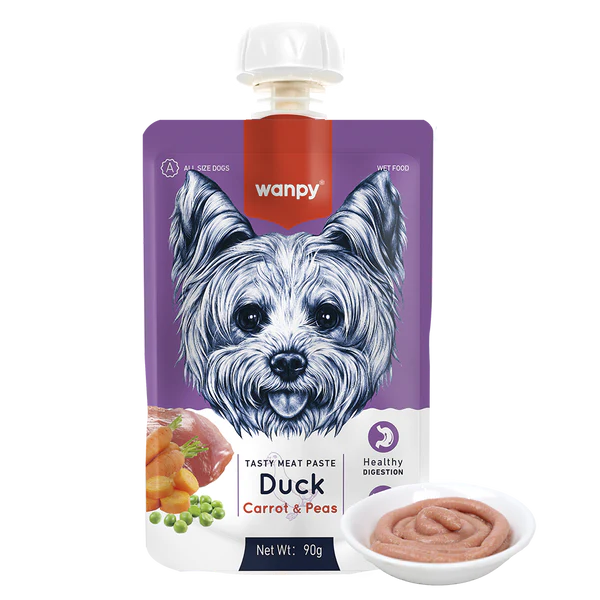 Wanpy Dog Tasty Meat Paste Duck Carrot & Peas 90 gr